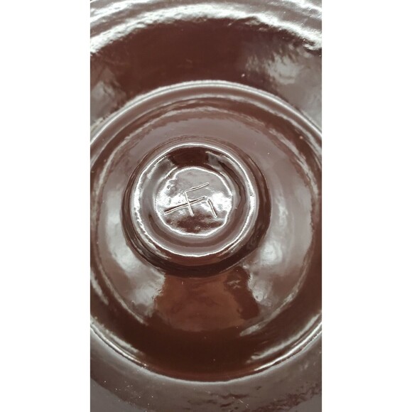 Vintage Chip & Dip Pottery Serving Bowl Brown Drip Glaze Marked LF - Picture 7 of 12